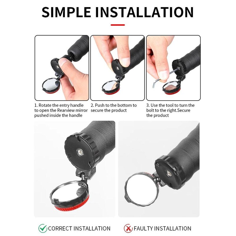 Retrovizor za bicikle Utikač za upravljač bicikla Svjetlo za retrovizor za bicikle Biciklistički upravljač Konveksna ogledala