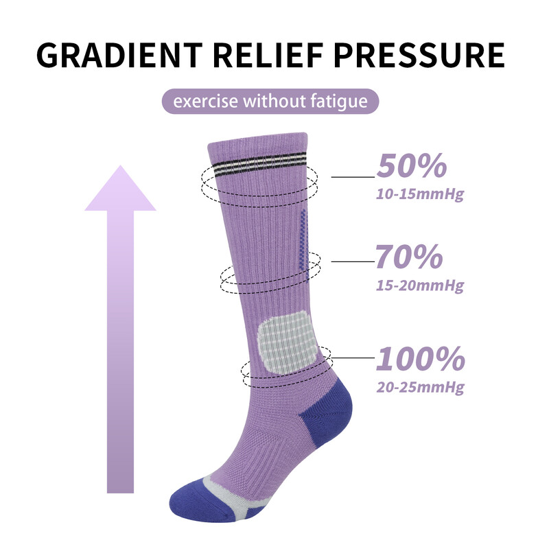 Nove profesionalne sportske čarape s ženskim pamučnim dizajnom na pritisak, mrežicom na stopalu, ženske čarape s srednjim potplatom, fitness trčanje