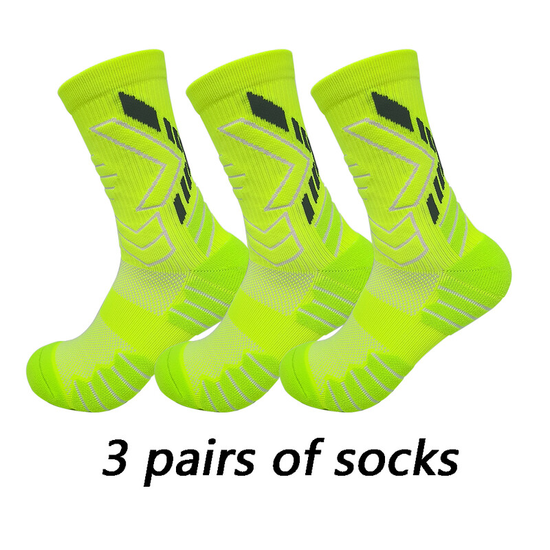 3 poros neslystančių futbolo kojinių rankšluosčių storais padais lauko tinklinio dviračio krepšinio sportinės unisex kojinės