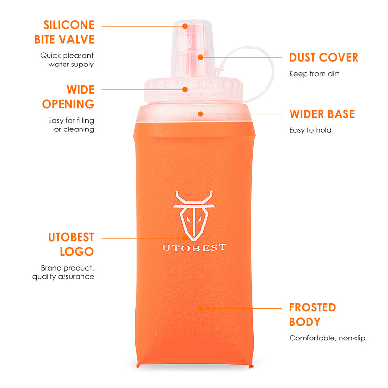 UTOBEST 350ml/500ml meka boca sklopiva silikonska boca za vodu TPU kuhalo za vodu za kampiranje na otvorenom, trčanje, biciklizam