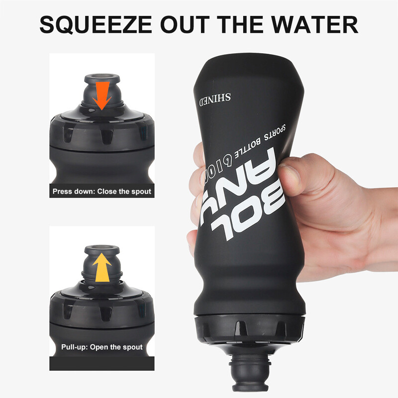610 ml dviračių vandens butelis, ypač lengvas, nepralaidus, suspaudžiamas beskonis kūno rengybos kempingas žygiams sportinis dviračių virdulys