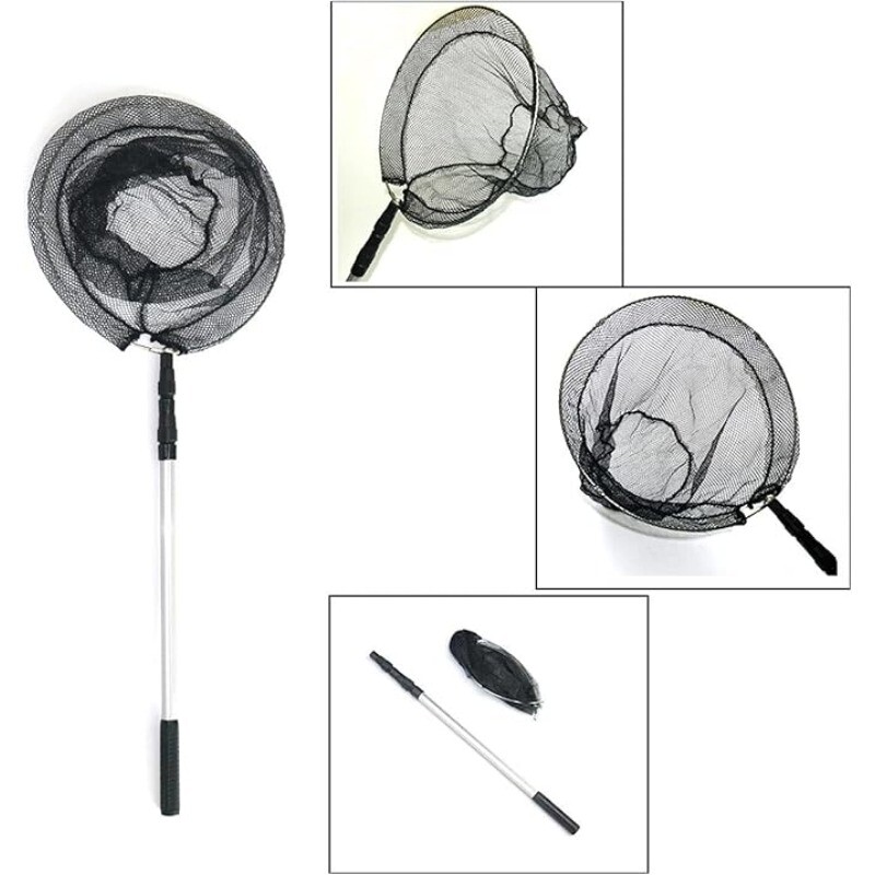 Plasa de aterizare pentru pescuit Aliaj de aluminiu Telescop durabil se extinde la 190 cm/130 cm/170/210 cm Ochiuri pliante Siguranta pentru capturarea pestilor Eliberare