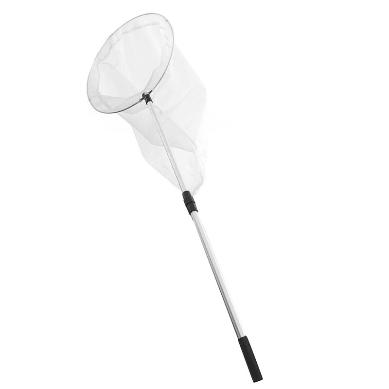 Profesionalus drugelių tinklelis su nerūdijančio plieno žiedu, tinklo gylis 23,5, teleskopinė rankena, pailginama 67 colių vaikams