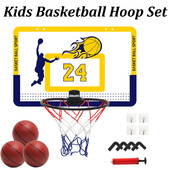 Mini coș de baschet de interior Coș de baschet portabil cu 3 mingi și ușă de umflare și cadou pentru coșuri de baschet pentru copii montate pe perete