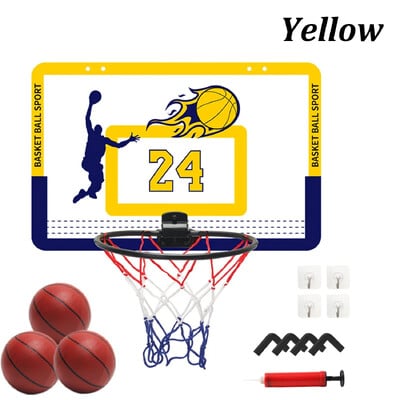 Mini coș de baschet de interior Coș de baschet portabil cu 3 mingi și ușă de umflare și cadou pentru coșuri de baschet pentru copii montate pe perete