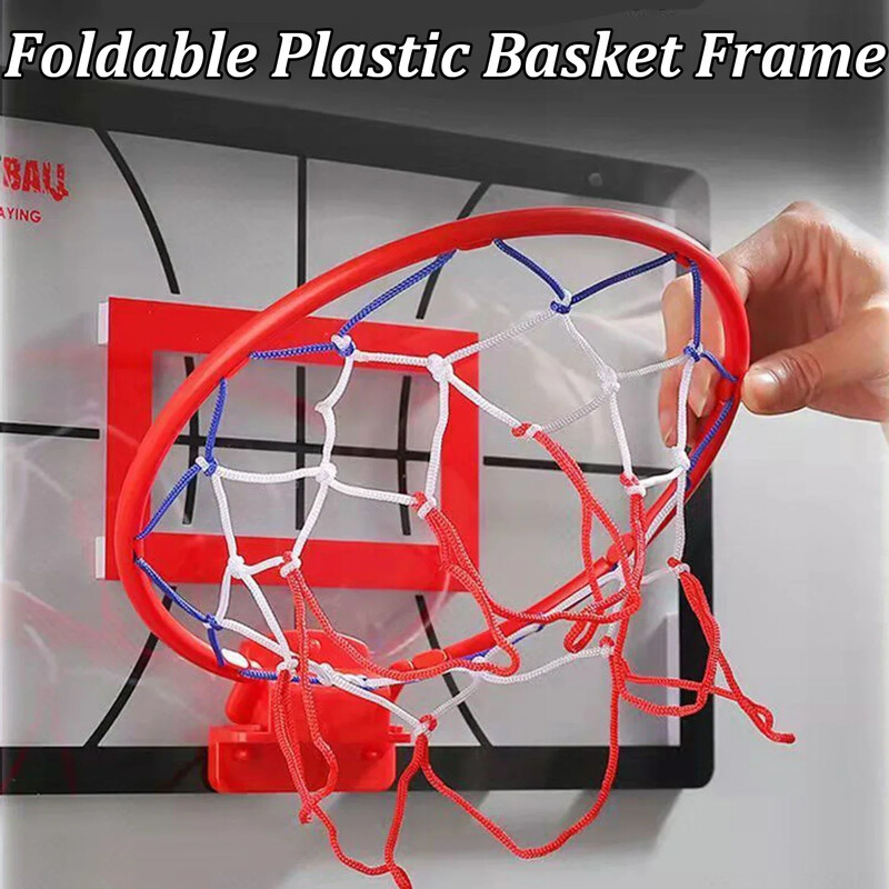 Mini coș de baschet de interior Coș de baschet portabil cu 3 mingi și ușă de umflare și cadou pentru coșuri de baschet pentru copii montate pe perete