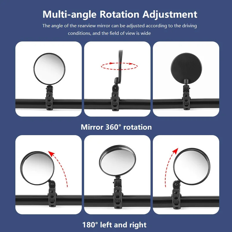 1/2 komada biciklističkog kružnog retrovizora s rotacijom od 360 stupnjeva, retrovizora za vožnju, podesivog biciklističkog upravljača, retrovizora
