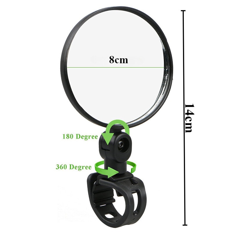 1/2 komada biciklističkog kružnog retrovizora s rotacijom od 360 stupnjeva, retrovizora za vožnju, podesivog biciklističkog upravljača, retrovizora