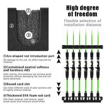 Държачи за въдица Стойка с 6 въдици Вертикален държач за пръти Стенен монтаж Модулен за гараж Стойка за показване на въдица Фиксирана рамка