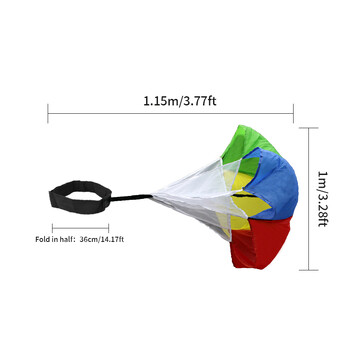 1 PC Πολύχρωμο ποδόσφαιρο αντίστασης με αλεξίπτωτο προπόνησης δύναμης Fitness ομπρέλα Ποδόσφαιρο για ενήλικες Αθλητική ομπρέλα δύναμης