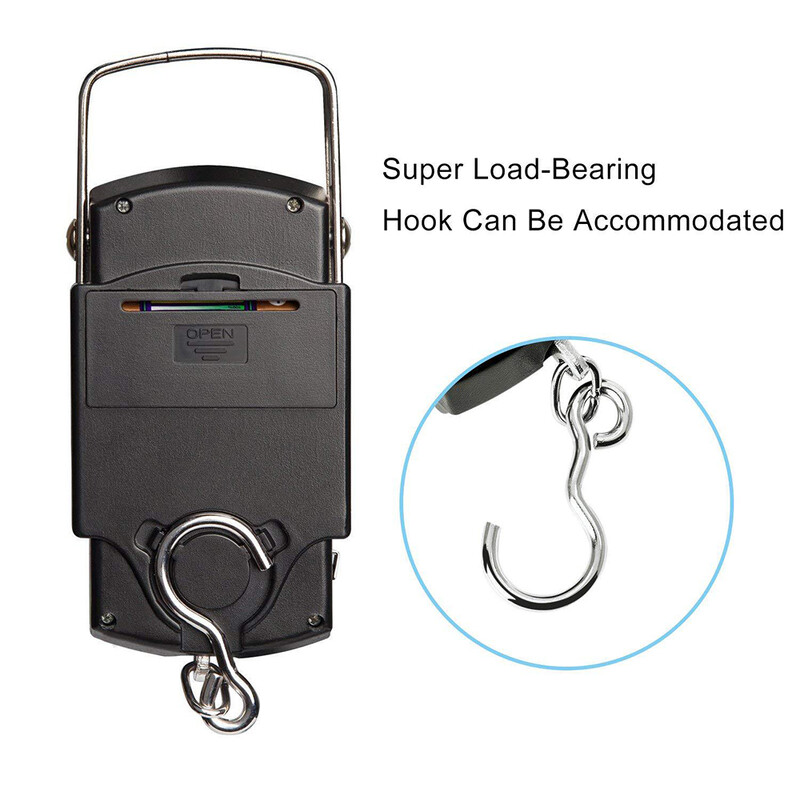 Nešiojamos skaitmeninės svarstyklės, LCD ekranas, kelioninis rankinis svėrimas, pakabinamos svarstyklės žvejybos reikmenims Elektroninis svarstyklės