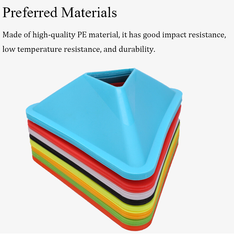 10 vnt. trikampio futbolo treniruočių diskai, futbolo judrumo treniruočių kūgiai, treniruočių aikštelės žymėjimo nešiojama įranga, skirta vaikams, suaugusiems