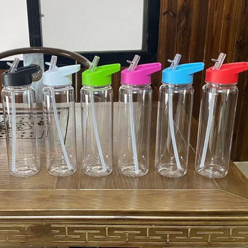 Prozirne plastične boce za vodu sa slamkom Nepropusne sportske boce za vodu 700 ml Šalica za vodu velikog kapaciteta za školu u teretani