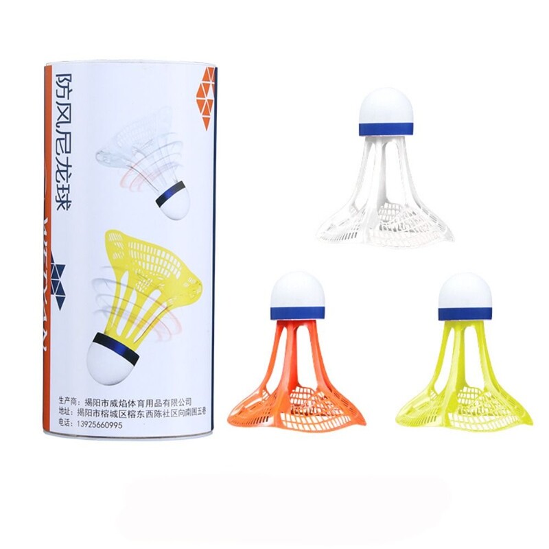 3 TK tuulekindel sulgpalli sulgpalli tuulekindlustreeningu tarvikud välispordi mitmevärvilise nailonist sulgpalli pall