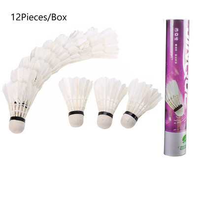 12 db Professzionális tollaslabda fehér libatoll tollaslabda istálló edző tollaslabda kültéri beltéri sport kiegészítők