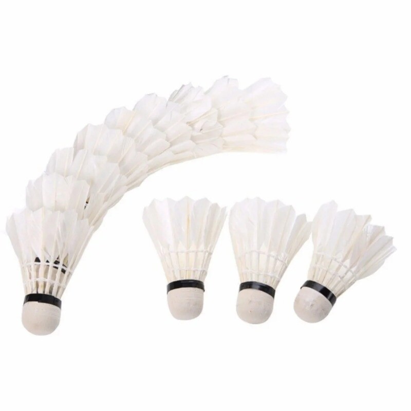 12 db Professzionális tollaslabda fehér libatoll tollaslabda istálló edző tollaslabda kültéri beltéri sport kiegészítők