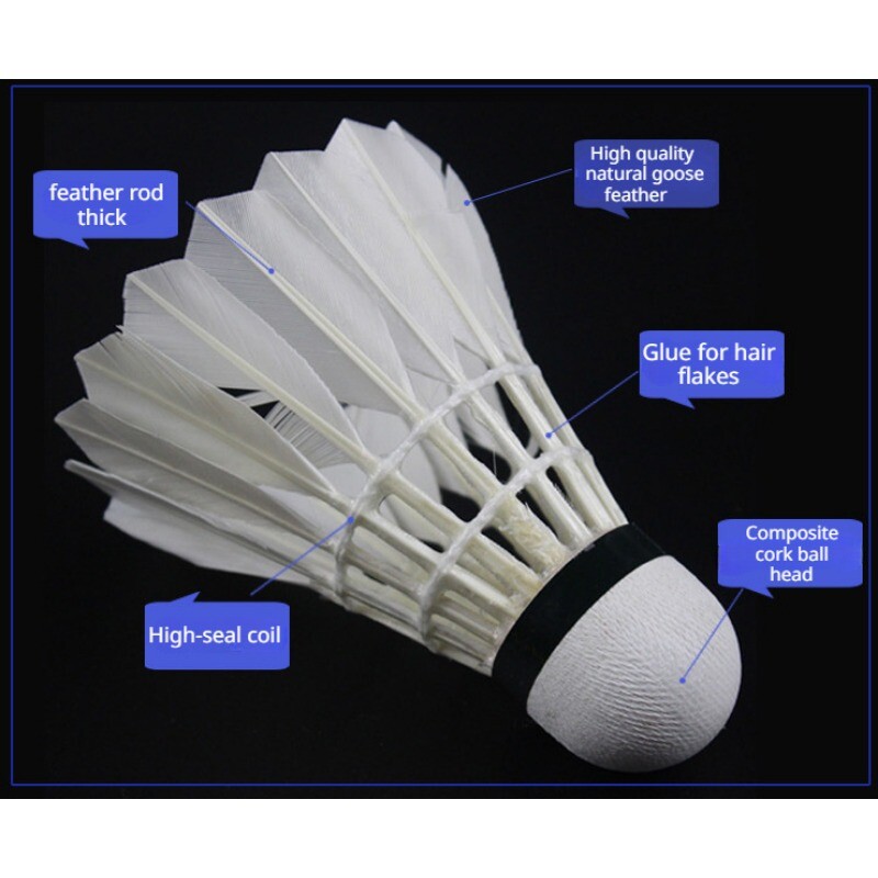 12 db Professzionális tollaslabda fehér libatoll tollaslabda istálló edző tollaslabda kültéri beltéri sport kiegészítők