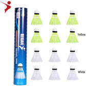 12Pcs Imitation Nylon Feather Badminton Plastic Birdies Σετ μπάλες Shuttlecock για εσωτερικούς εξωτερικούς χώρους αθλητικές δραστηριότητες/προπόνηση