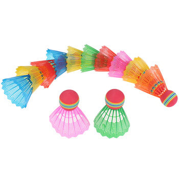 12 ΤΕΜ. Badminton EVA Rainbow Ball Head Nylon Badminton Feathers for Game Sport