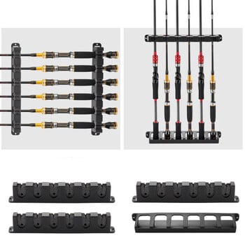 Държачи за риболовни въдици Стойка за риболовни въдици Стелажи за съхранение на 6 въдици Хоризонтално/вертикално монтиране на стена Държач за въдица за гараж