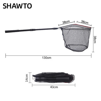 Shawto mreža za pecanje od aluminijske legure, izdržljiva, teleskopska, produžuje se do 130 cm/50 cm, sklopiva mreža, sigurno hvatanje ribe, puštanje