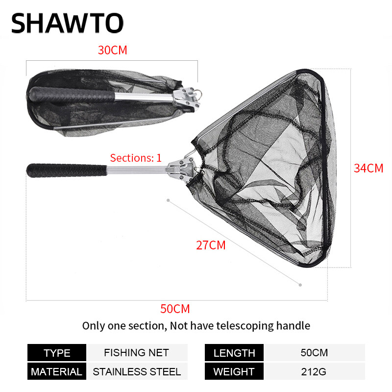 Shawto mreža za pecanje od aluminijske legure, izdržljiva, teleskopska, produžuje se do 130 cm/50 cm, sklopiva mreža, sigurno hvatanje ribe, puštanje