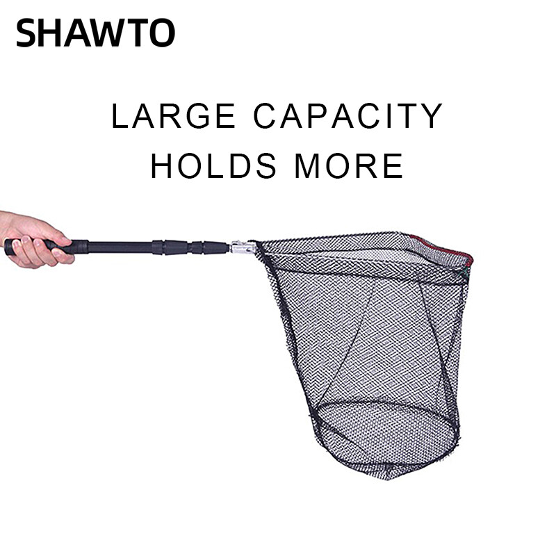 Shawto mreža za pecanje od aluminijske legure, izdržljiva, teleskopska, produžuje se do 130 cm/50 cm, sklopiva mreža, sigurno hvatanje ribe, puštanje