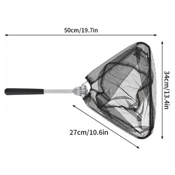 Сгъваема триъгълна риболовна мрежа 50 см. Преносима алуминиева сплав Издръжлива телескопична мрежа за кацане Мрежа за улов на шаран Риболовни аксесоари