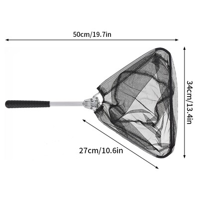 Sklopiva trokutasta ribarska mreža 50 cm, prijenosna, izdržljiva teleskopska podvozna mreža od aluminijske legure Mreža za hvatanje šarana, ribolovni pribor