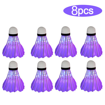 8PCS LED badminton loptice s osvjetljenjem Ptičice Svjetleće loptice za badminton za sportove na otvorenom Dark Night Badminton Shuttleco