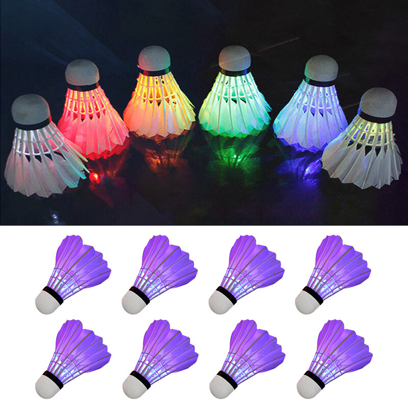8PCS LED badminton loptice s osvjetljenjem Ptičice Svjetleće loptice za badminton za sportove na otvorenom Dark Night Badminton Shuttleco