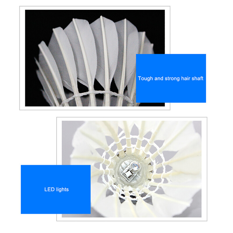 8PCS LED badminton loptice s osvjetljenjem Ptičice Svjetleće loptice za badminton za sportove na otvorenom Dark Night Badminton Shuttleco