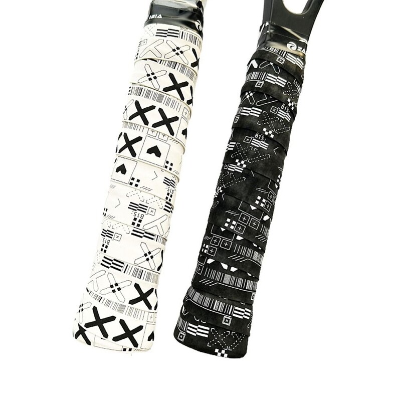 Μαύρες άσπρες λαβές ρακέτας μπάντμιντον Μαλακό ματ αυτοκόλλητο, αντιολισθητική ταινία λαβής με απορρόφηση κραδασμών Καλάμι ψαρέματος πάνω από λαβές