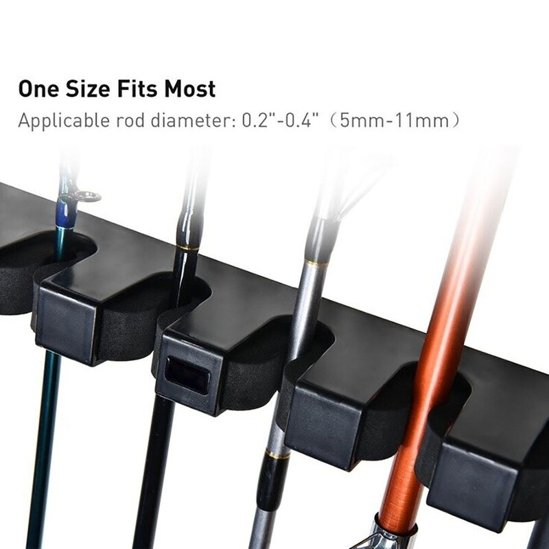 1 set Stalak za pohranu štapa za pecanje sa 6 rupa Zidni držač Nosač za pohranu za debele štapove za pecanje Ručne štapove Mreže