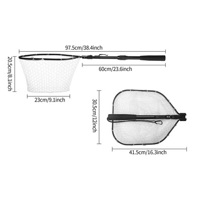 Ribarska mreža za slijetanje na uvlačenje 190 cm-5 cm s teleskopskom ručkom, sklopiva hvatanje slatkovodne ribe, puštanje