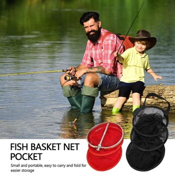 Πτυσσόμενο στρογγυλό μεταλλικό πλαίσιο Nylon Mesh Crab Crawdad Shrimp Minnow Bait Trap Cast Fish Net Εργαλείο αξεσουάρ προσγείωσης ψαρέματος