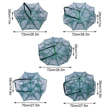 Риболовна мрежа Сгъната шестоъгълна осмоъгълна 6/8 дупки Автоматичен капан за риба, скариди, Ловец на раци, Мрежа за риба, примамки, Капан за лята мрежа