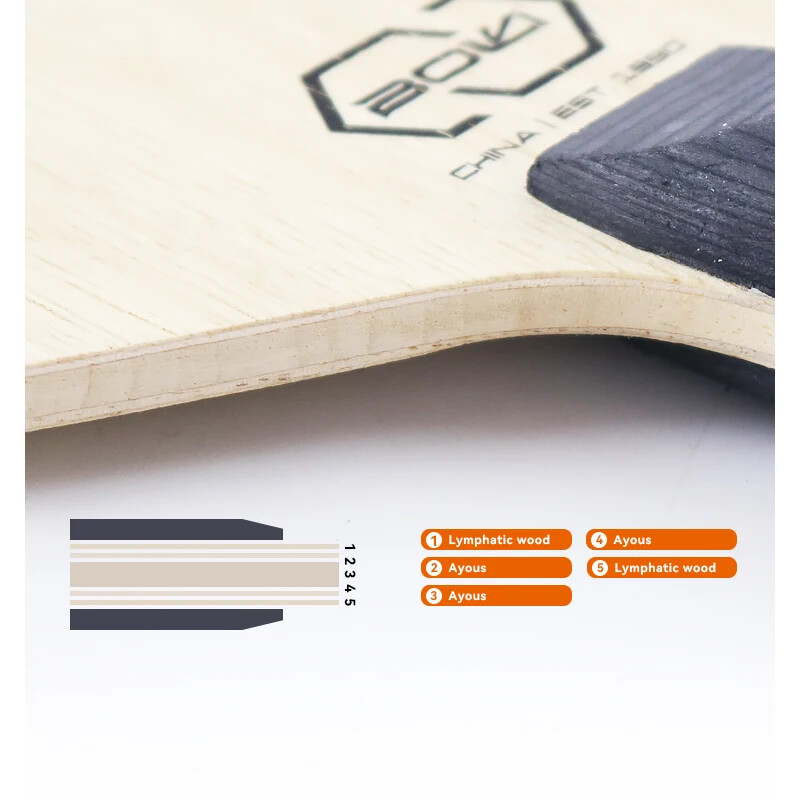 Boli 5-slojna oštrica za stolni tenis od čistog drva, profesionalna heksagonalna kontrolna lopatica za stolni tenis za prevođenje ofanzivne oštrice za stolni tenis