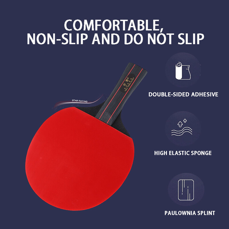 1/2PC profesionalni set reketa za stolni tenis s 4 zvjezdice, duga i kratka ručka, reket za stolni tenis s visokom odskočnom ručkom i torbom