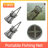 1/2/3 gab. Tīkla makšķerēšanas būris Pārnēsājams zvejas tīkls, apaļš saliekams zivju tīkls, salokāms izkraušanas tīkls Makšķerēšanas tīkls makšķerēšanas piederumi