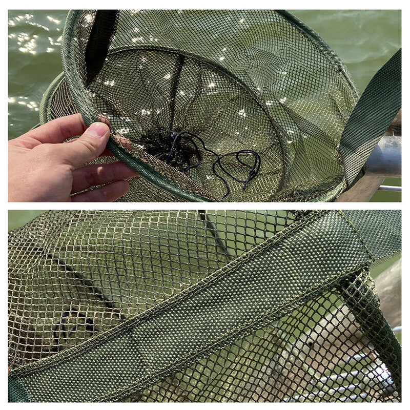 1/2/3 gab. Tīkla makšķerēšanas būris Pārnēsājams zvejas tīkls, apaļš saliekams zivju tīkls, salokāms izkraušanas tīkls Makšķerēšanas tīkls makšķerēšanas piederumi