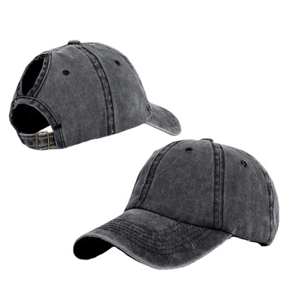 Vintage lófarok női baseball sapka tiszta színű puha mosott pamut napozósapkák női rendetlen magas konty női sapkák