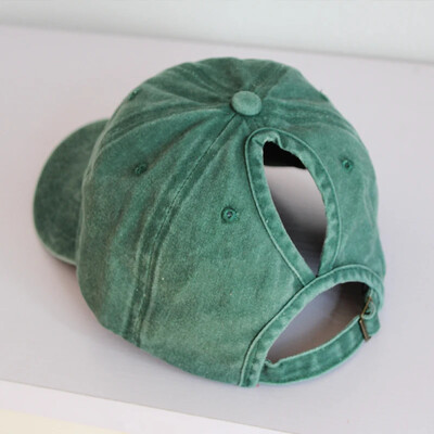 Vintage lófarok női baseball sapka tiszta színű puha mosott pamut napozósapkák női rendetlen magas konty női sapkák