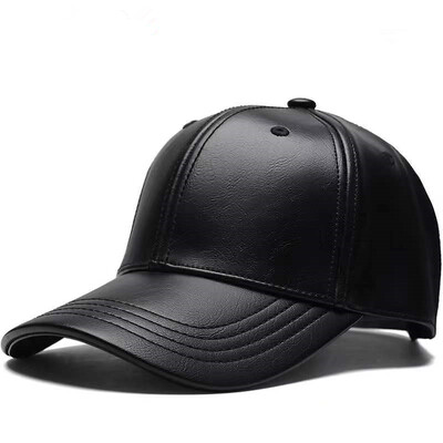 Unisex jednobojne muške ženske bejzbol kape od PU kože Hip Hop Snapback kape za muškarce Ženske bejzbol kape podesivi šešir od sunca Šeširi za vozače