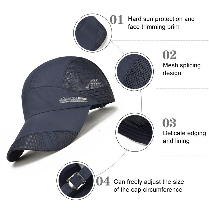 Vasaros teniso kepurės, kvėpuojančios, atsparios vėjui, lauko sportinės kepurės, apsaugančios nuo saulės Greitai džiūstančios laipiojimo bėgimo beisbolo kepuraitės paplūdimio kepurė
