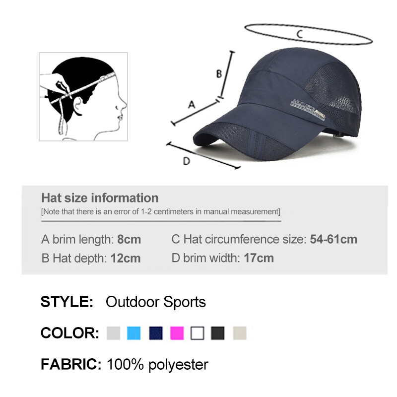 Vasaros teniso kepurės, kvėpuojančios, atsparios vėjui, lauko sportinės kepurės, apsaugančios nuo saulės Greitai džiūstančios laipiojimo bėgimo beisbolo kepuraitės paplūdimio kepurė
