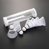 6Pcs vjetrootporna lopta za badminton s višebojnom pjenastom glavom, plastična loptica s peratom, prijenosni sportski badminton s prozirnom kantom za pohranu