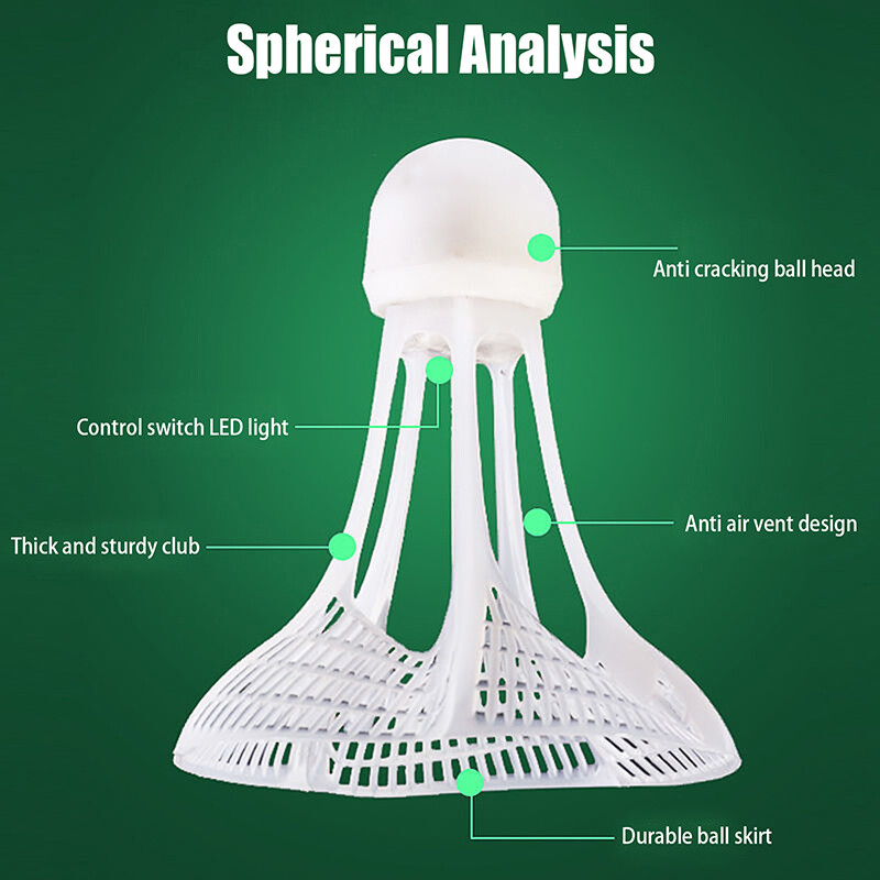 Najlonska vanjska vjetrootporna badmintonska lopta, svjetleći dodaci za badminton, fluorescentne ručke, superotporna LED lopta za badminton
