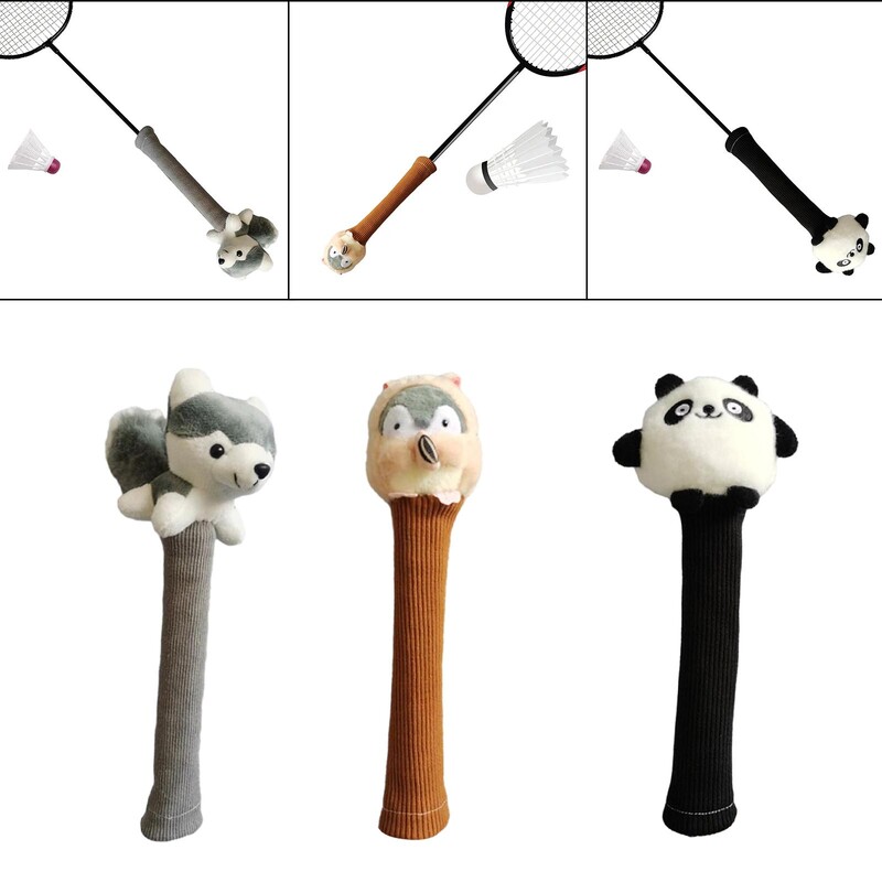 Badmintono raketės rankenos dangtelis, badmintono užvalkalas, miela dekoratyvinė pliušinė lėlė