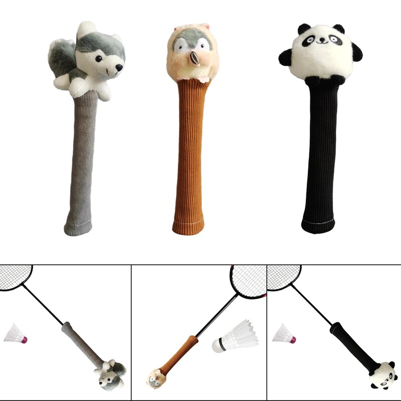 Badmintono raketės rankenos dangtelis, badmintono užvalkalas, miela dekoratyvinė pliušinė lėlė